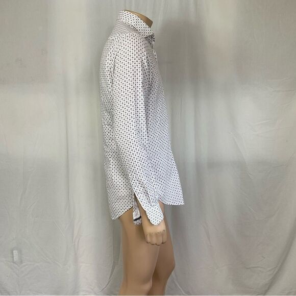 ZARA white floral print slim fit long sleeves buttons front shirt L - Picture 6 of 8